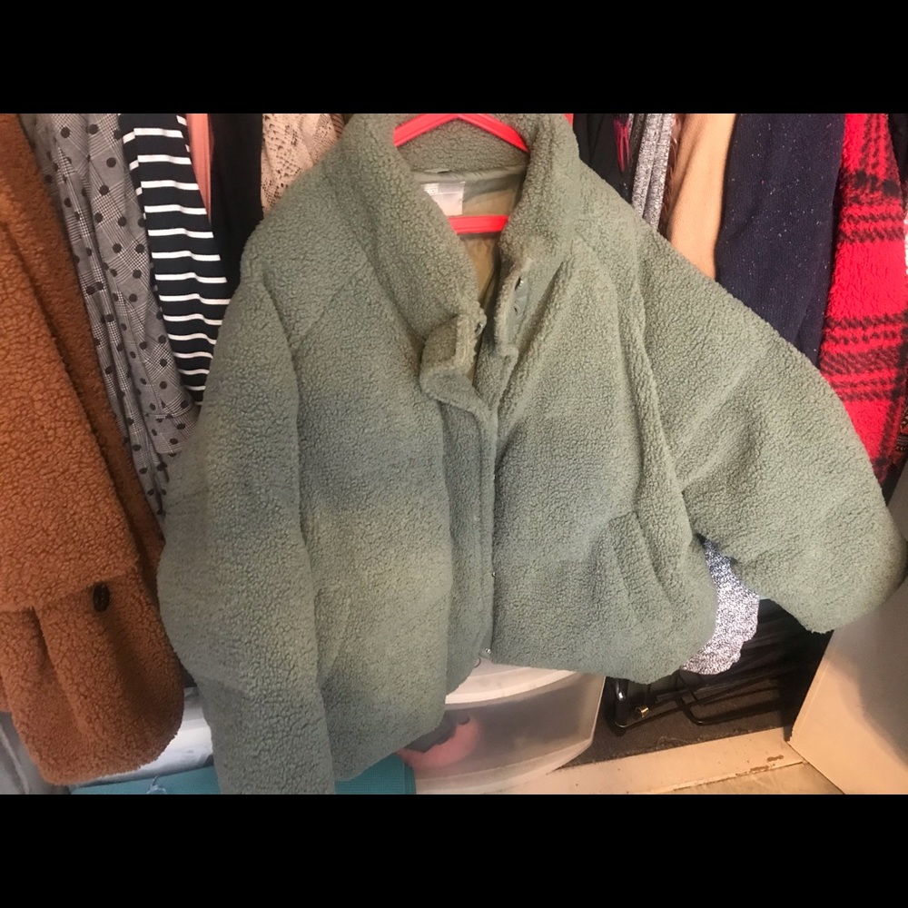 ASOS Sage Green Fleece Puffer Coat